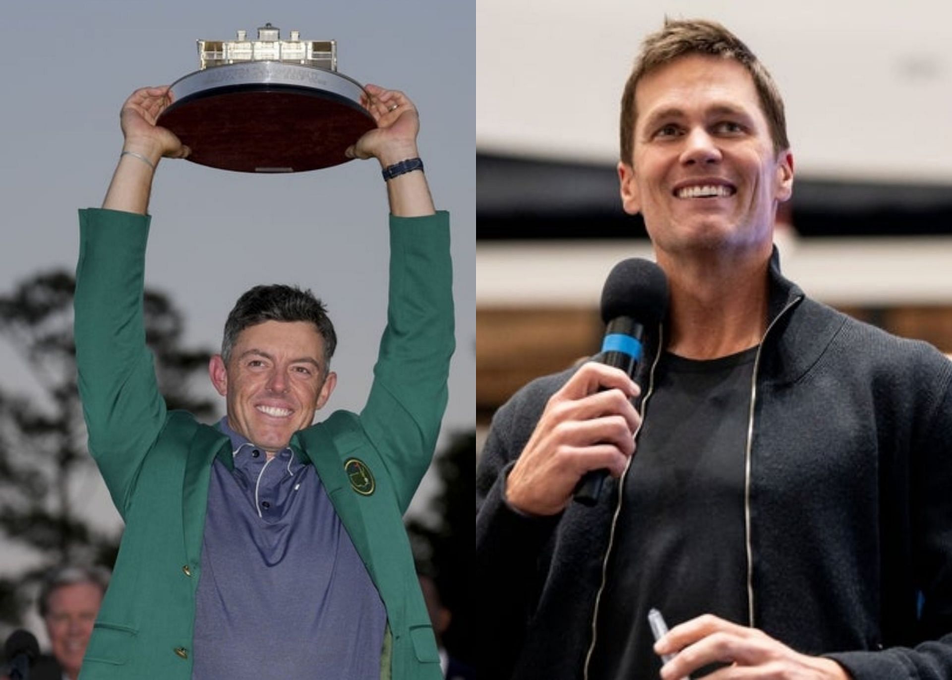 Rory McIlroy at Masters 2025 and Tom Brady (Image via Imagn)